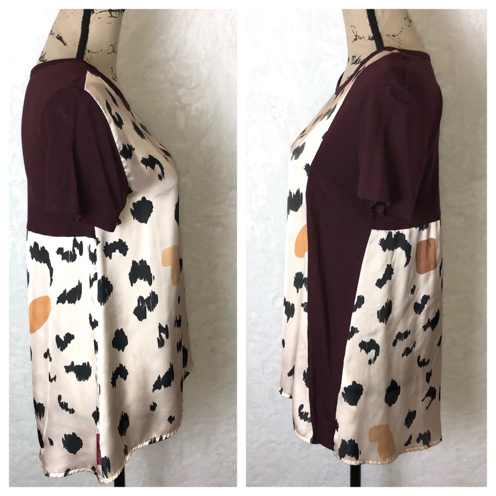 Zara Collection Animal Print Split Back Blouse M - Picture 6 of 8